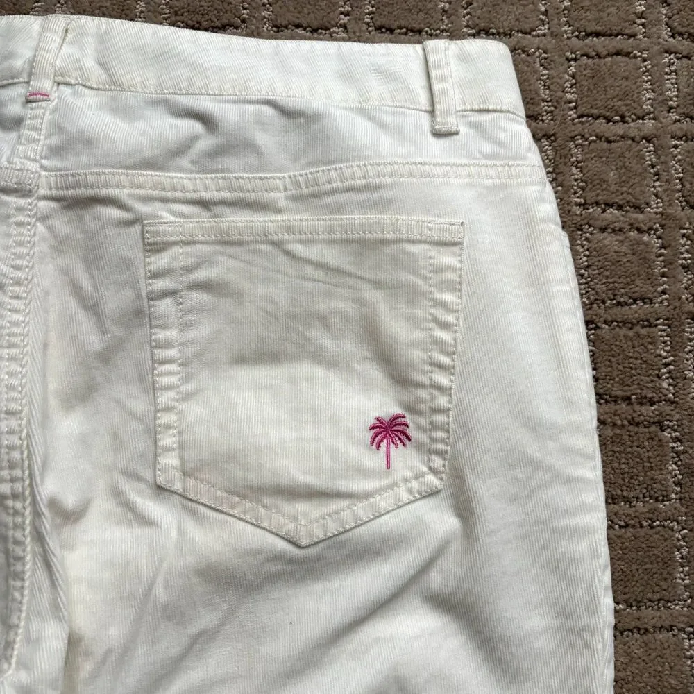 Lilly Pulitzer Corduroy Pants Women Size 10 Stretch Bootcut Off White - Picture 7 of 11